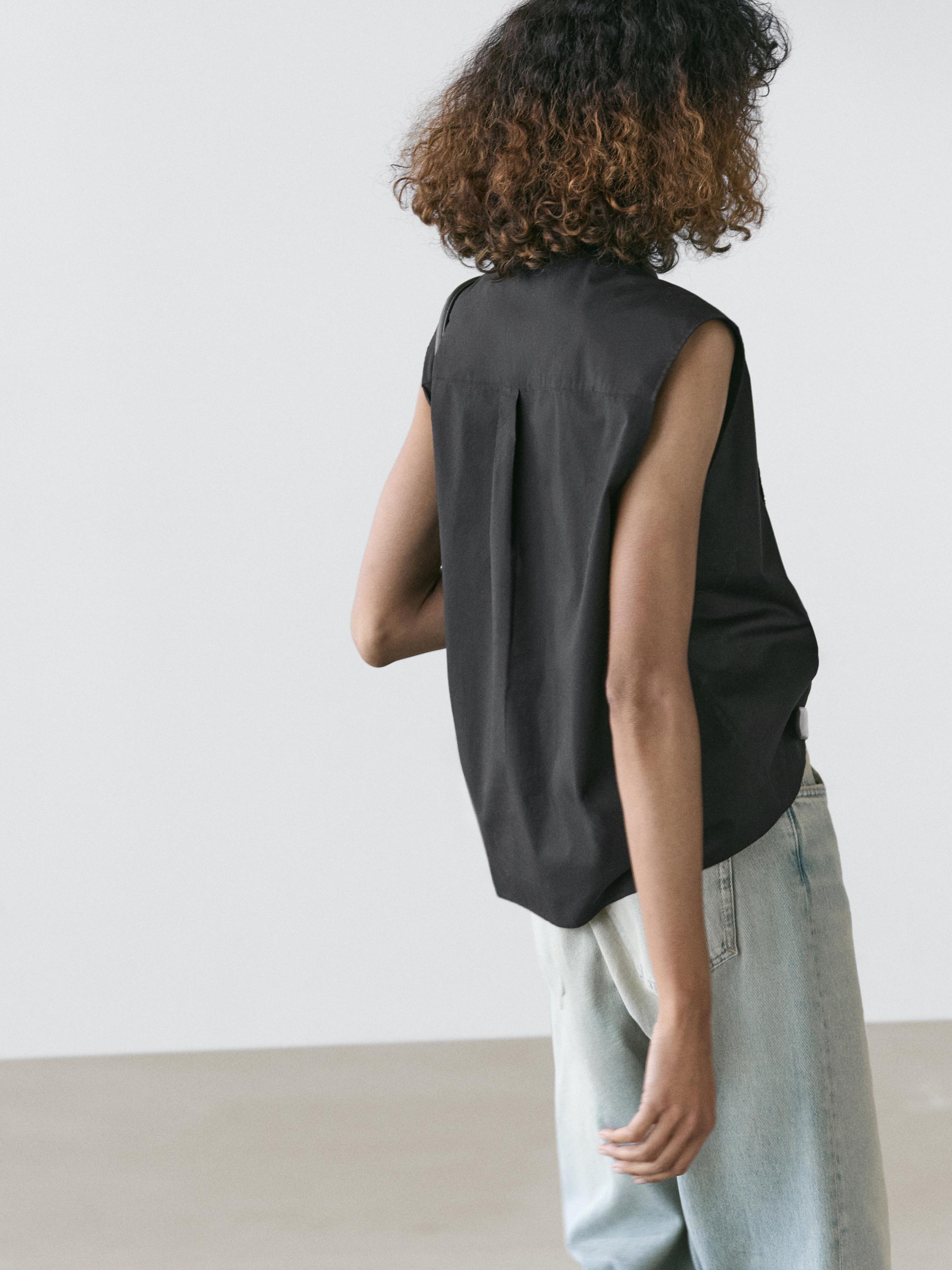Veste sans manches en coton à plastron
